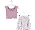 Cargar imagen en el visor de la galería, Conjunto Top Lila Short Flores
