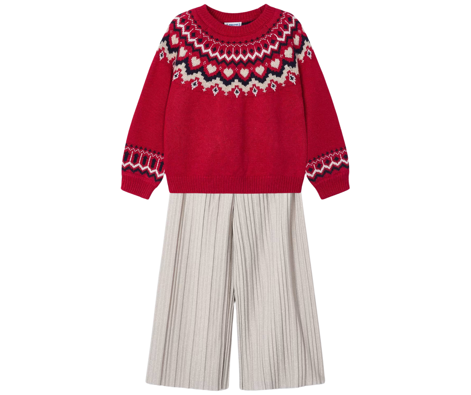 Conjunto Suéter Rojo Pantalón Plisado