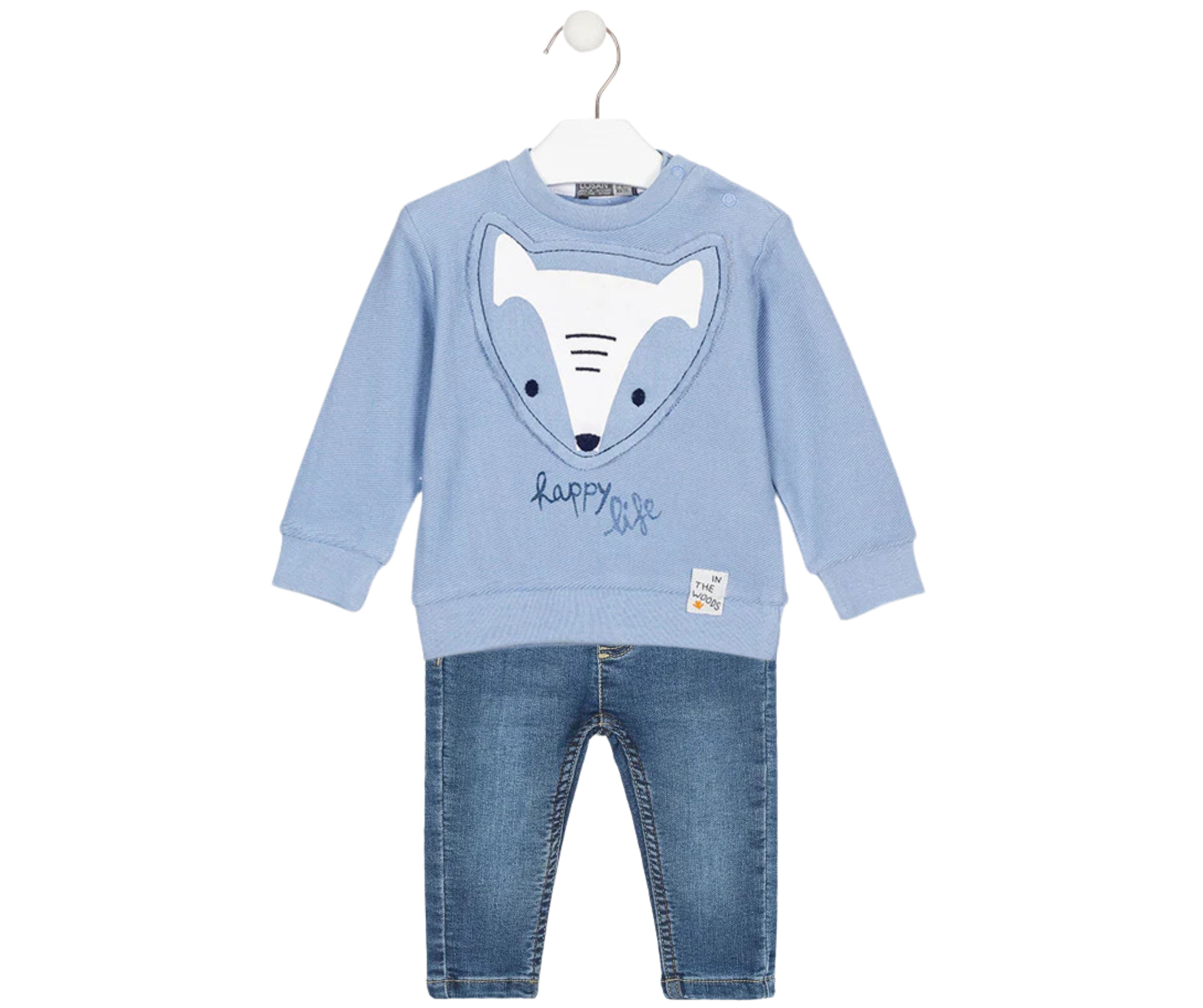 Conjunto Sudadera Azul Zorrito Pantalón Mezclilla