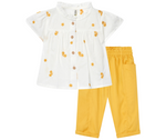Cargar imagen en el visor de la galería, Conjunto Blusa Florecitas Pantalón Amarillo
