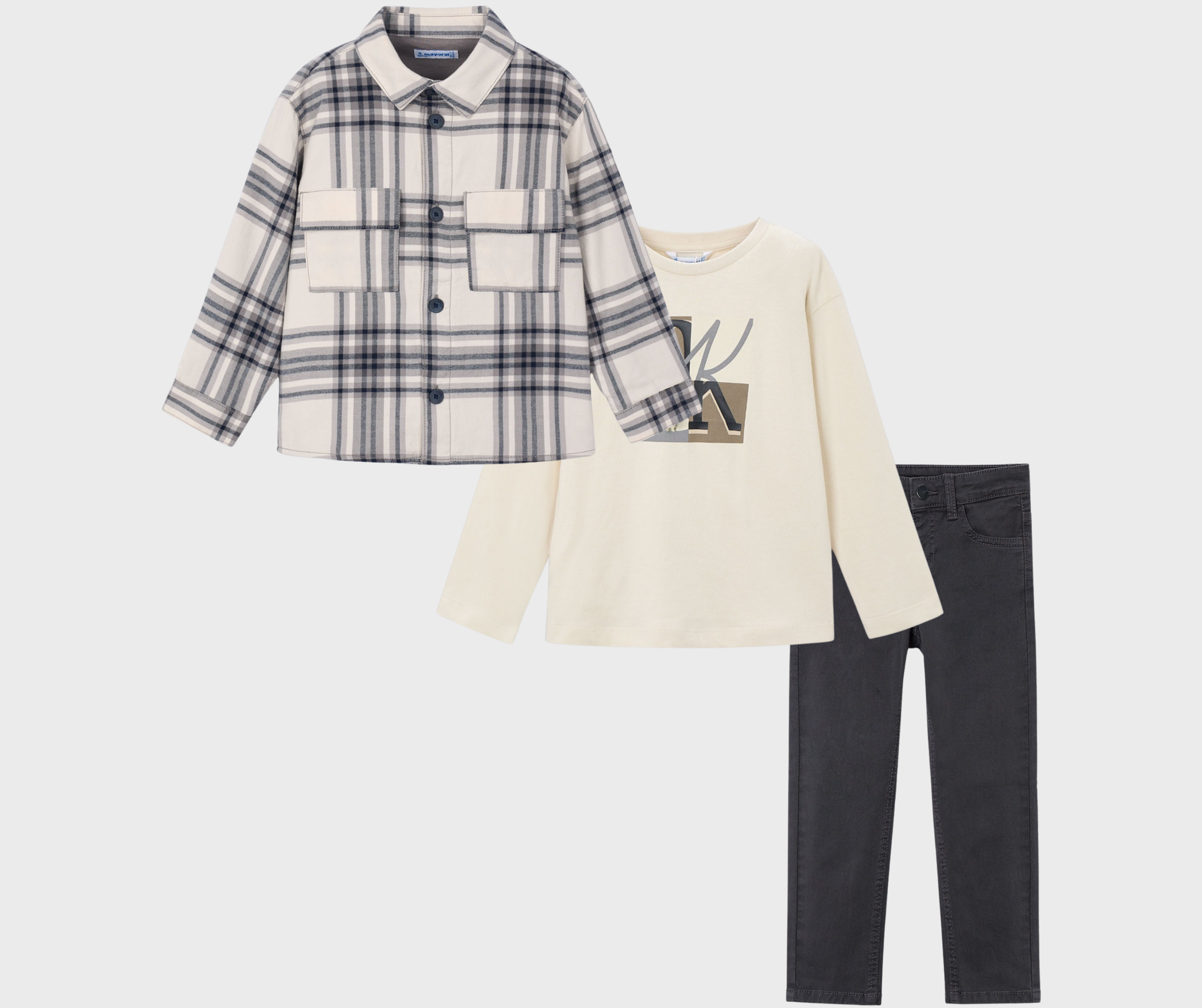 Conjunto Camisa Gris Camiseta Pantalón