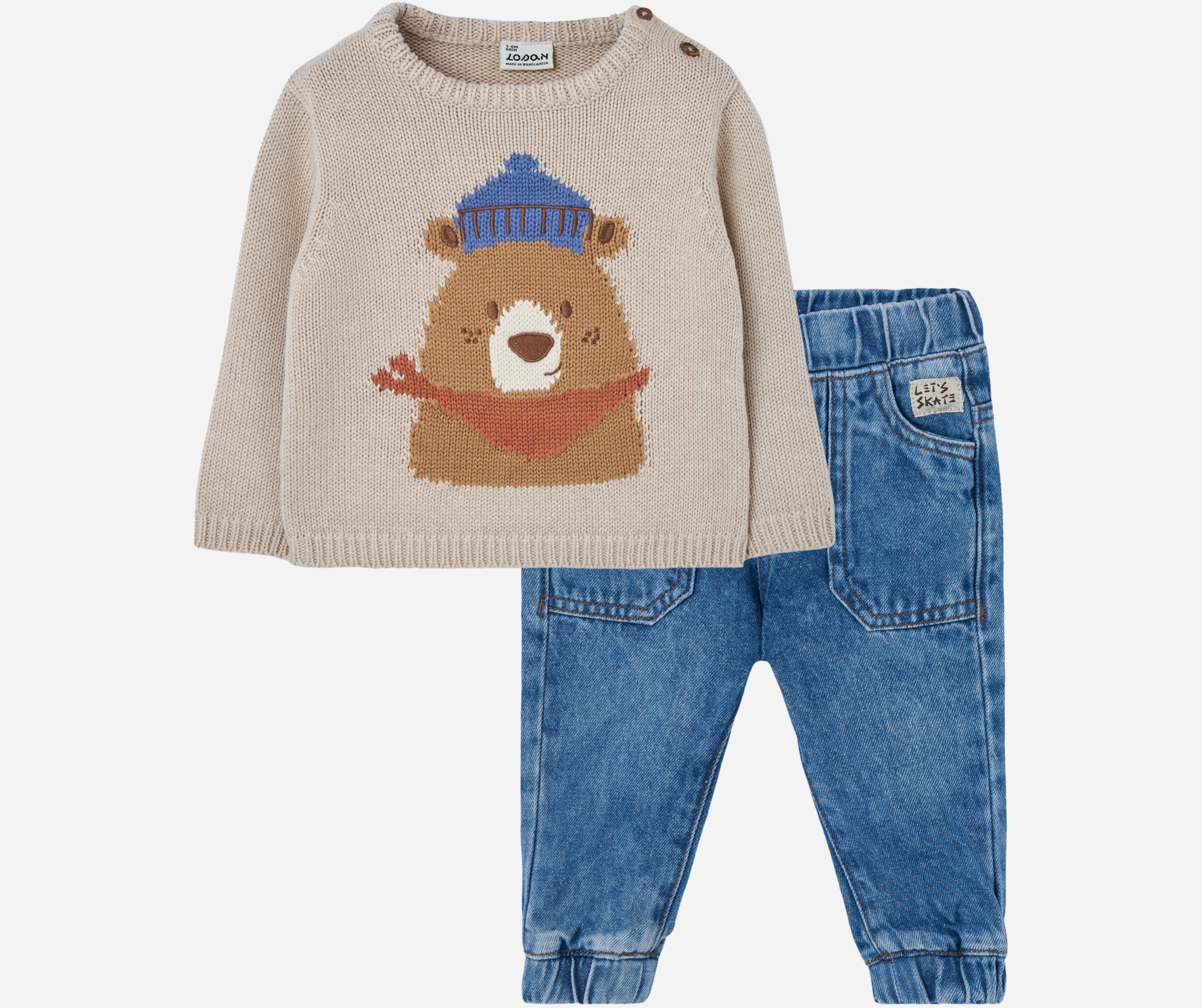 Conjunto Suéter Osito Pantalón Mezclilla