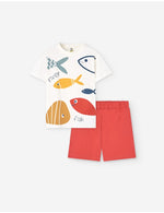 Cargar imagen en el visor de la galería, Conjunto Camiseta Peces Short Rojo
