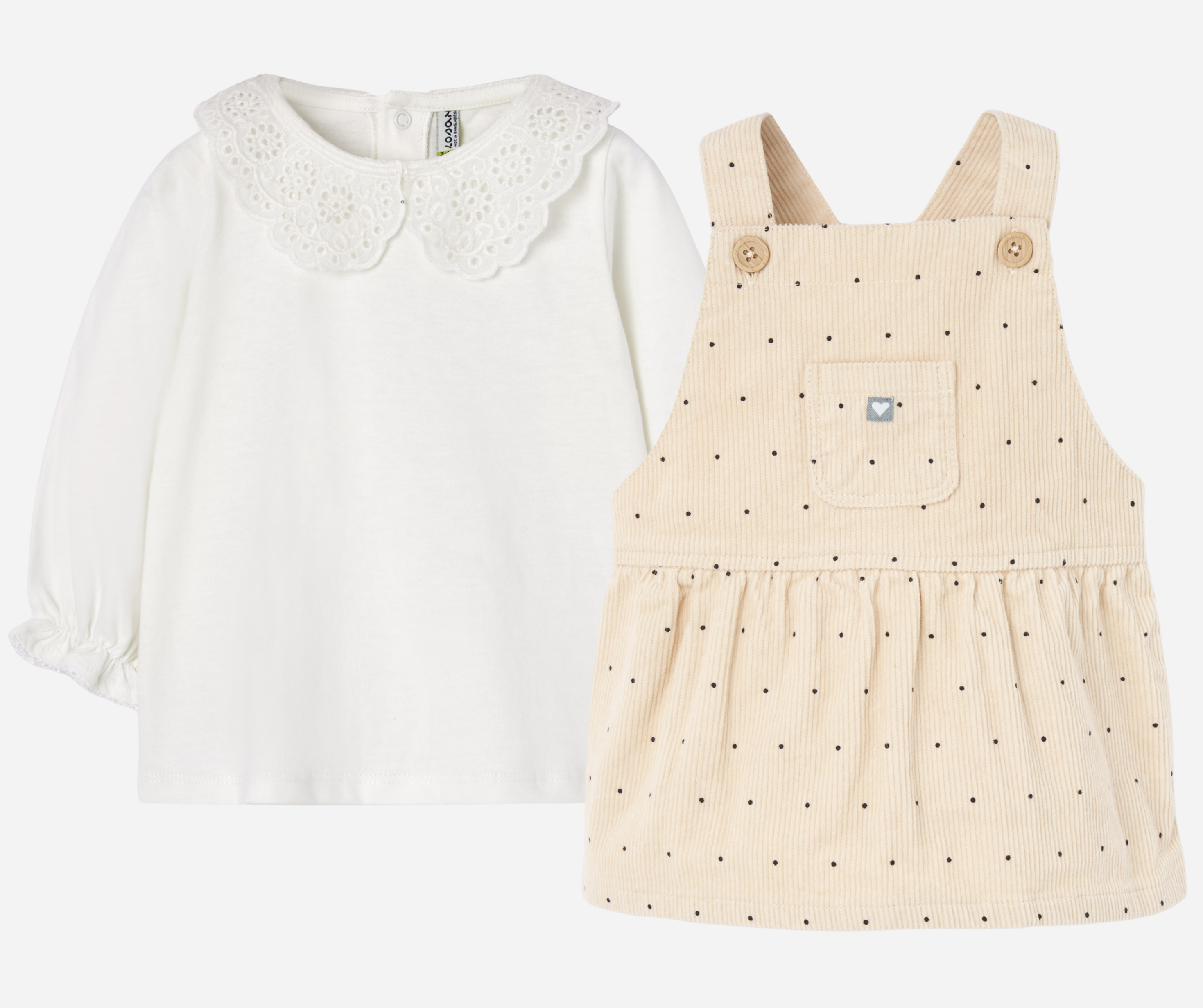 Conjunto Overol Beige Camiseta Cuello