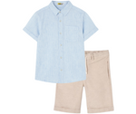 Cargar imagen en el visor de la galería, Conjunto Camisa Azul Short Beige
