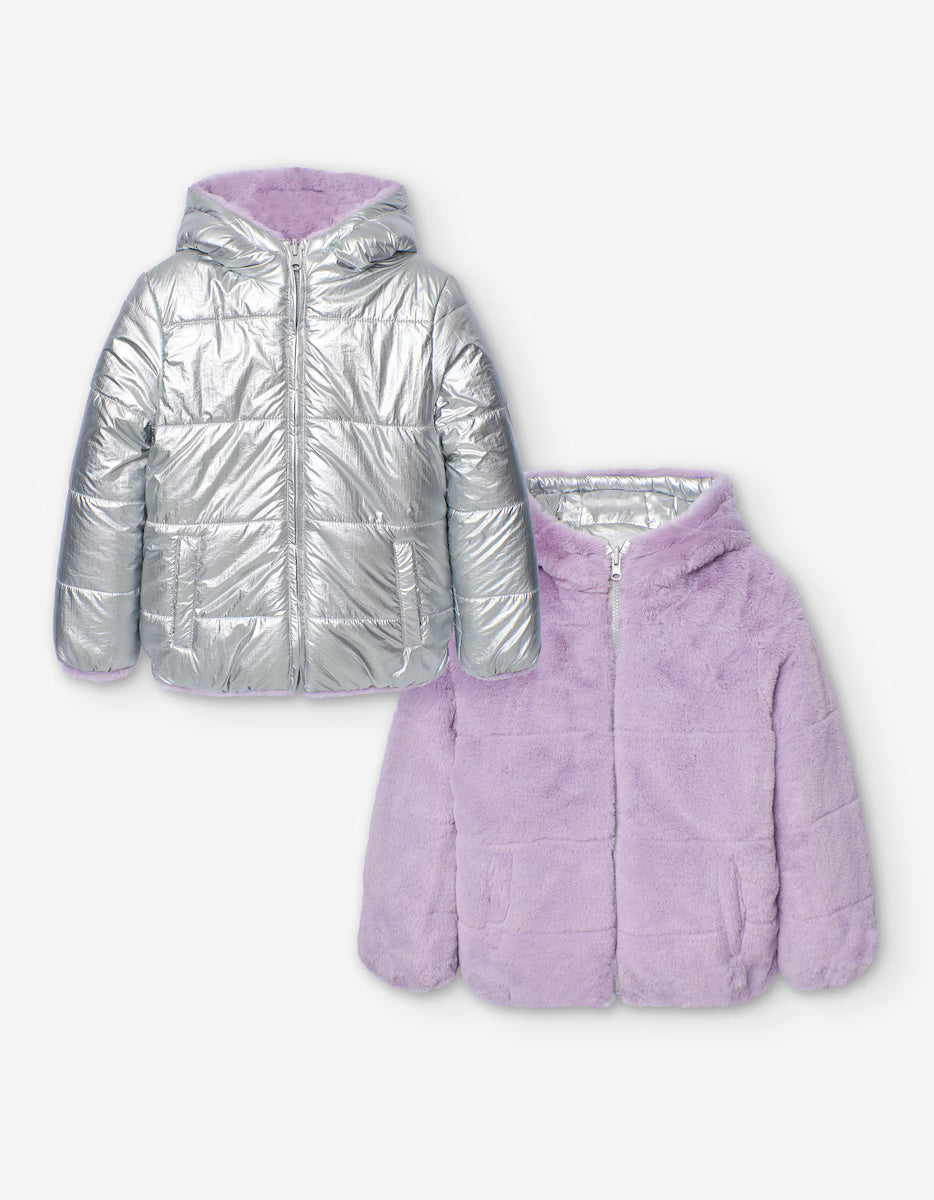 Chamarra Reversible Plata Lila