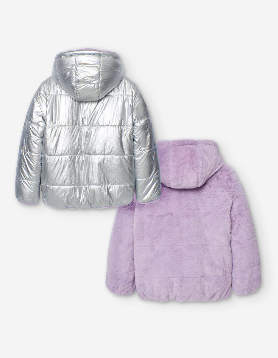 Chamarra Reversible Plata Lila