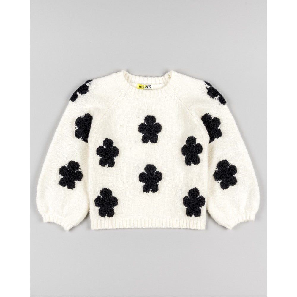 Suéter Blanco Flores Negras