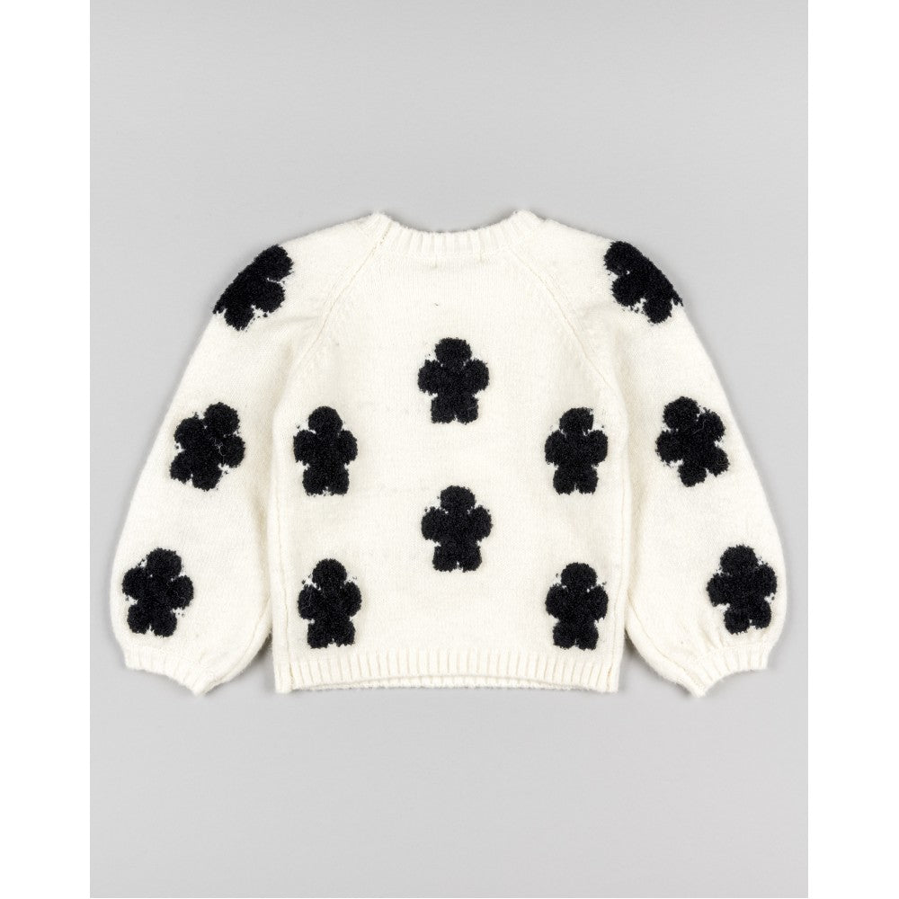 Suéter Blanco Flores Negras