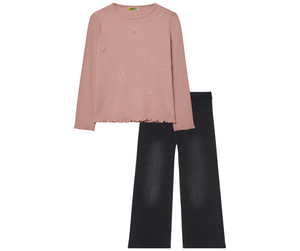 Conjunto Blusa Rosa Pantalón Negro