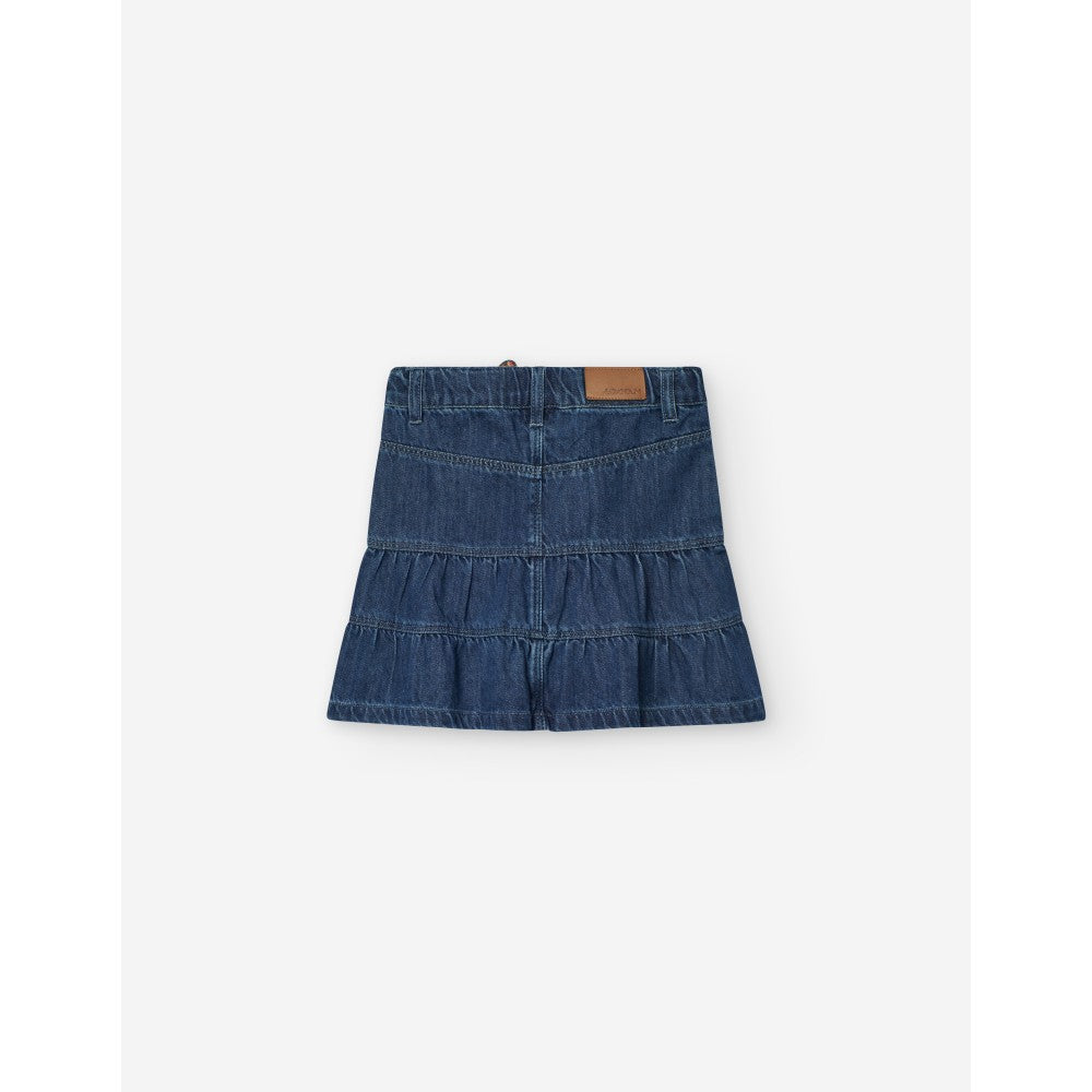 Conjunto Blusa Rosa Flores Falda Mezclilla