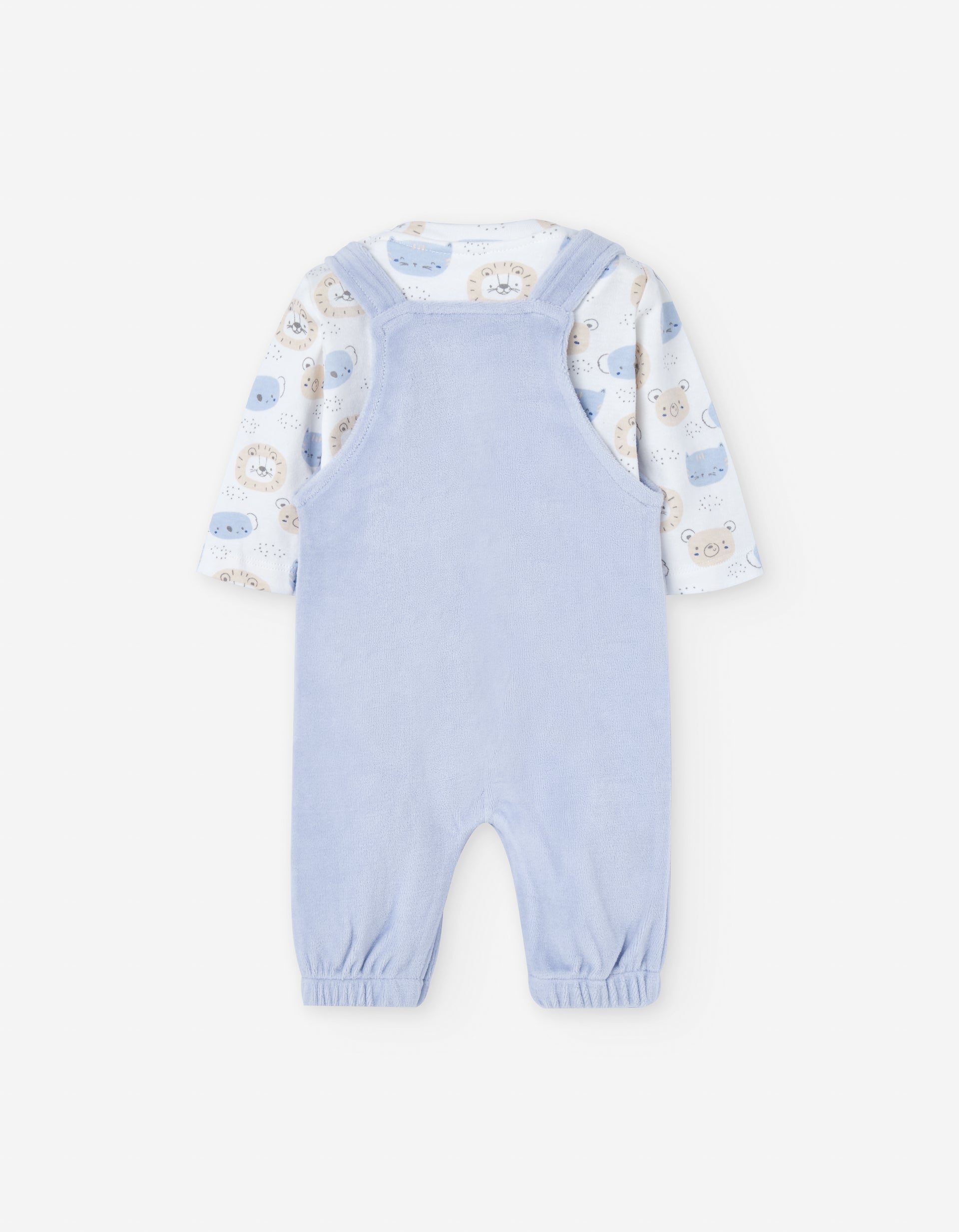 Conjunto Overol Azul Camiseta Animalitos
