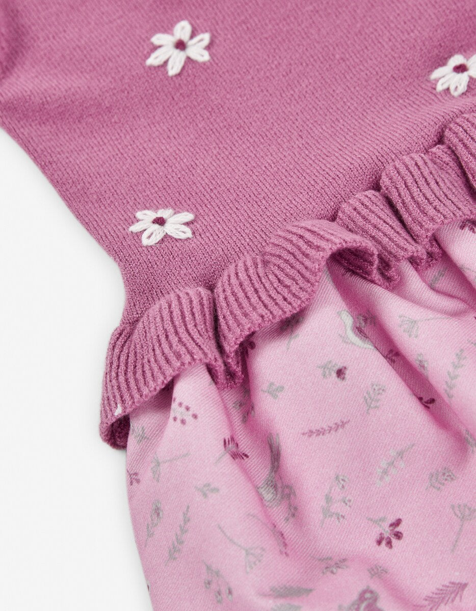 Vestido Flores Falda con Mallas