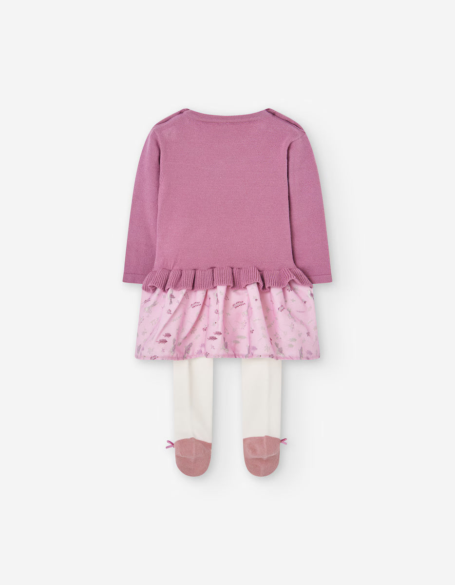 Vestido Flores Falda con Mallas