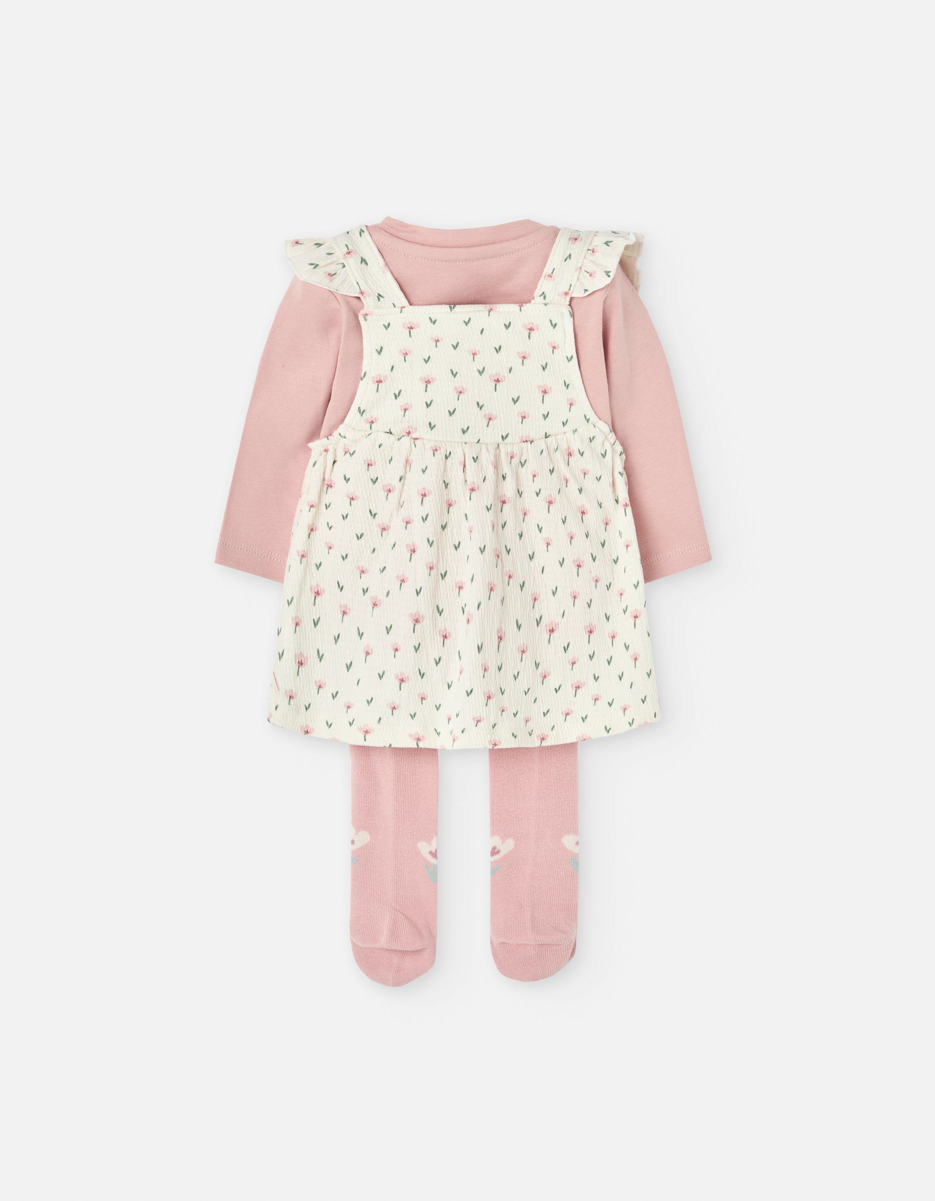 Conjunto Vestido Flores Blusa Rosa con Mallas