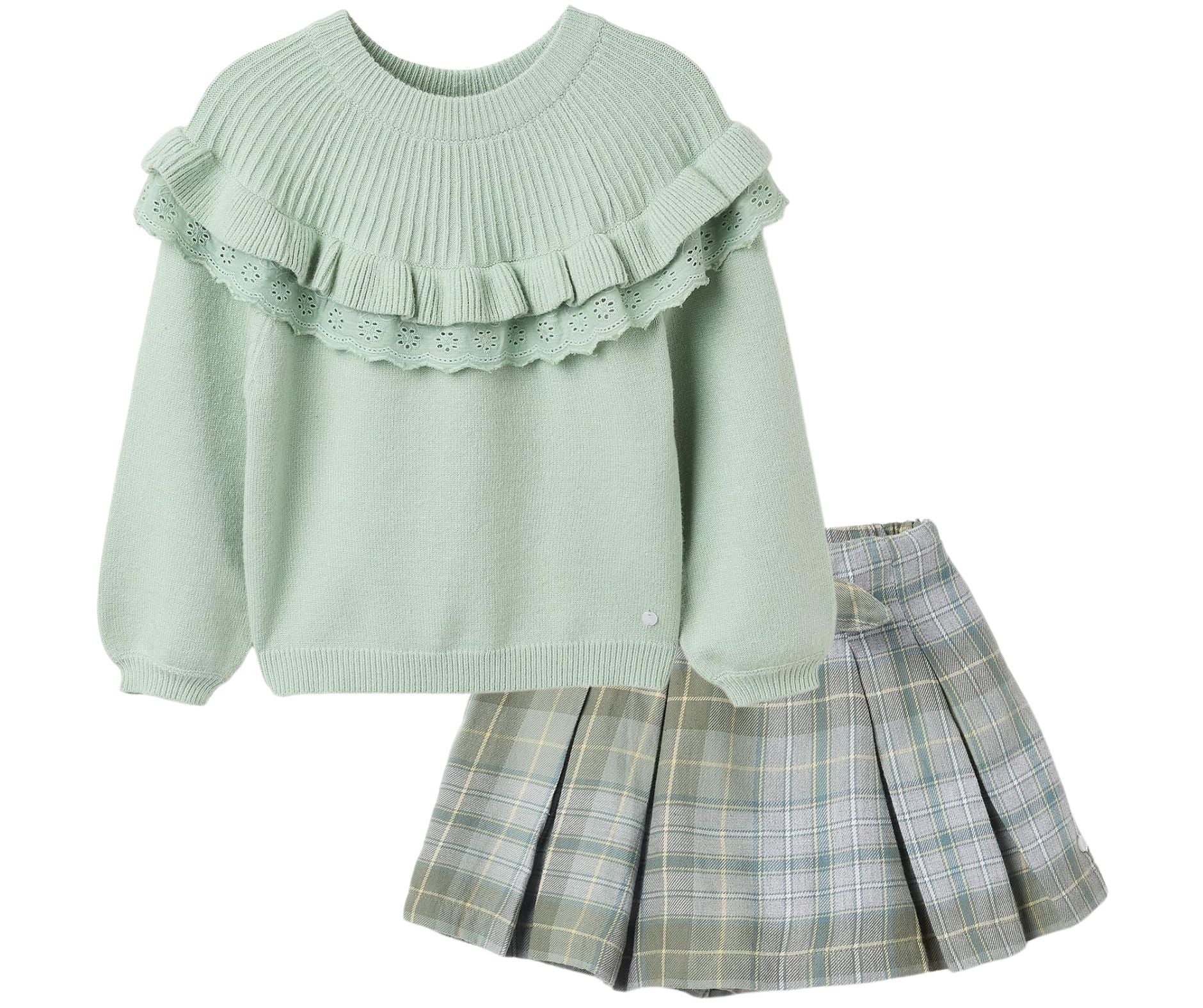 Conjunto Suéter Verde Short Cuadros