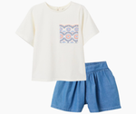 Cargar imagen en el visor de la galería, Conjunto Camiseta Bolsillo Short Mezclilla
