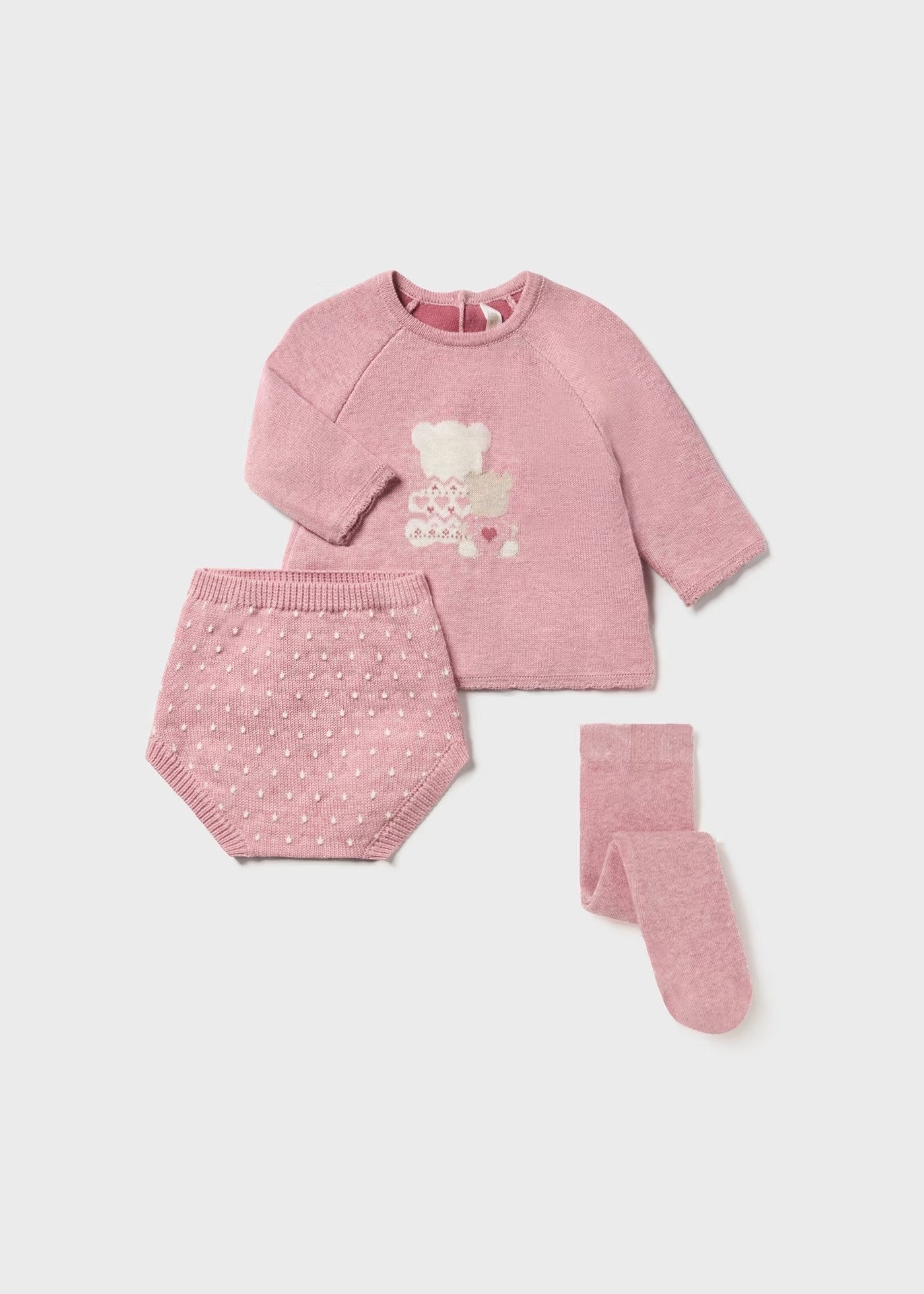 Conjunto Tejido Rosa Ositos