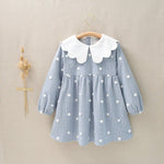 Cargar imagen en el visor de la galería, Vestido Azul Lunares Cuello
