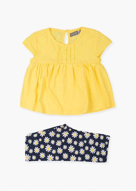 Conjunto Blusa Amarilla Leggings Flores