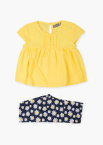 Cargar imagen en el visor de la galería, Conjunto Blusa Amarilla Leggings Flores
