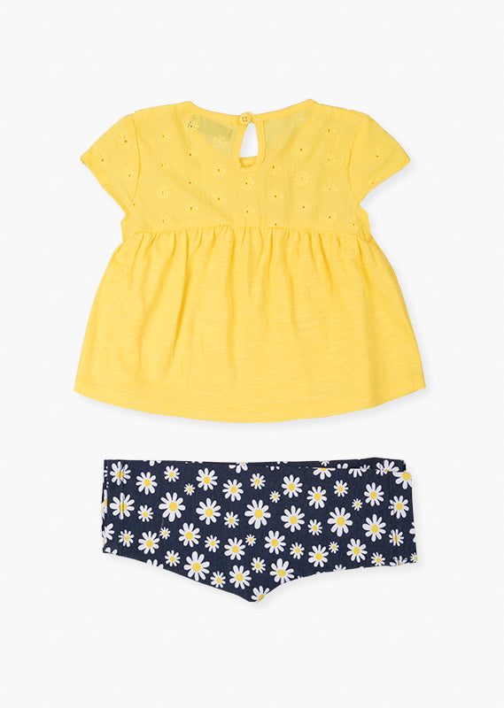 Conjunto Blusa Amarilla Leggings Flores
