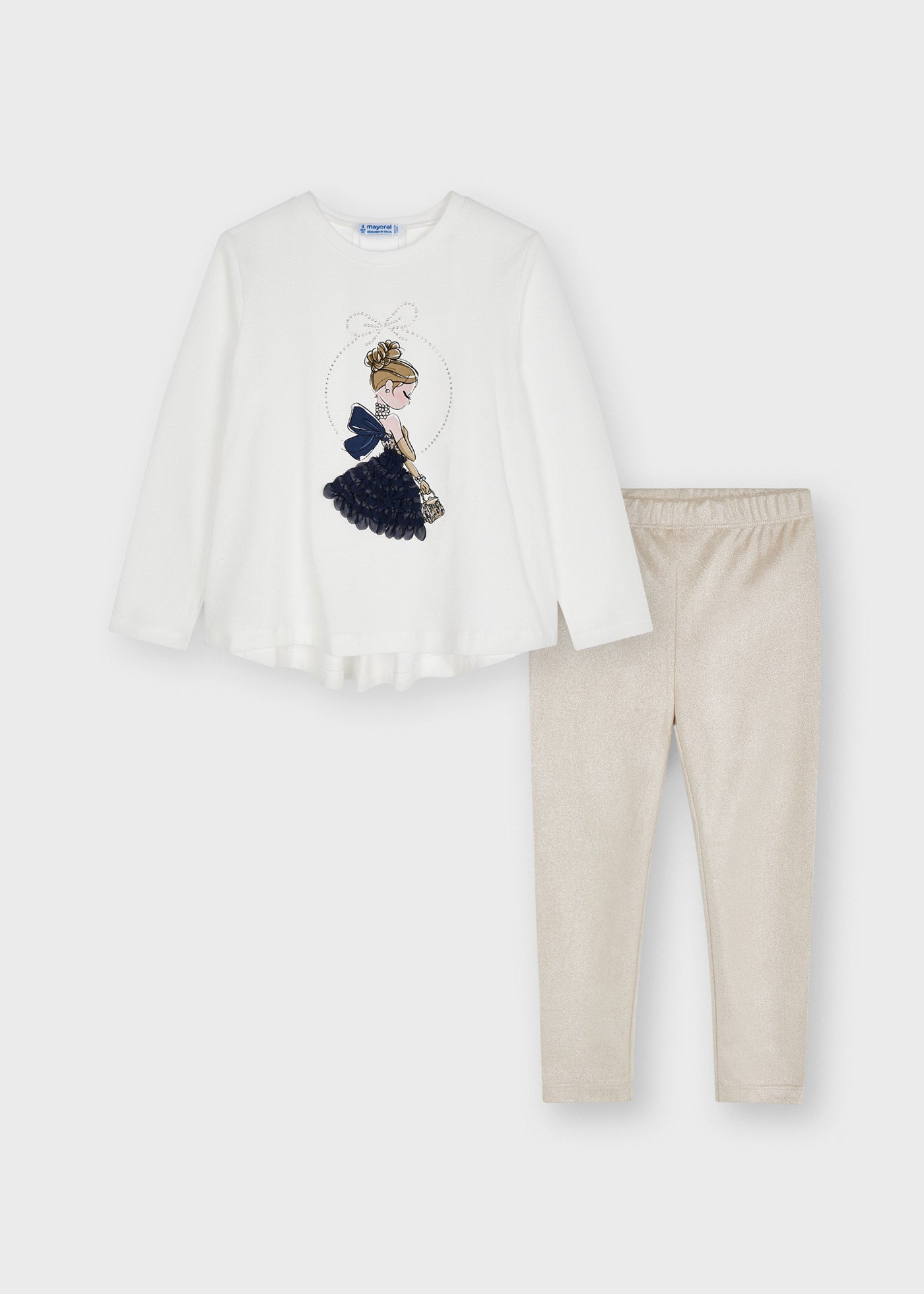 Conjunto Camiseta Niña Leggings Beige