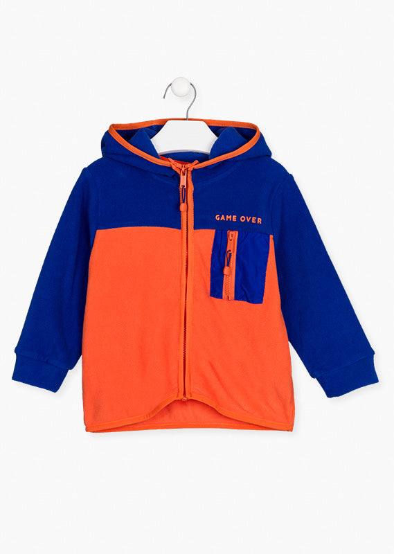Chamarra Polar Naranja y Azul