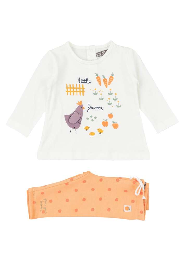 Conjunto Camiseta Gallinita Leggings Naranja