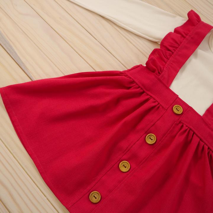 Conjunto Vestido Rojo y Blusa