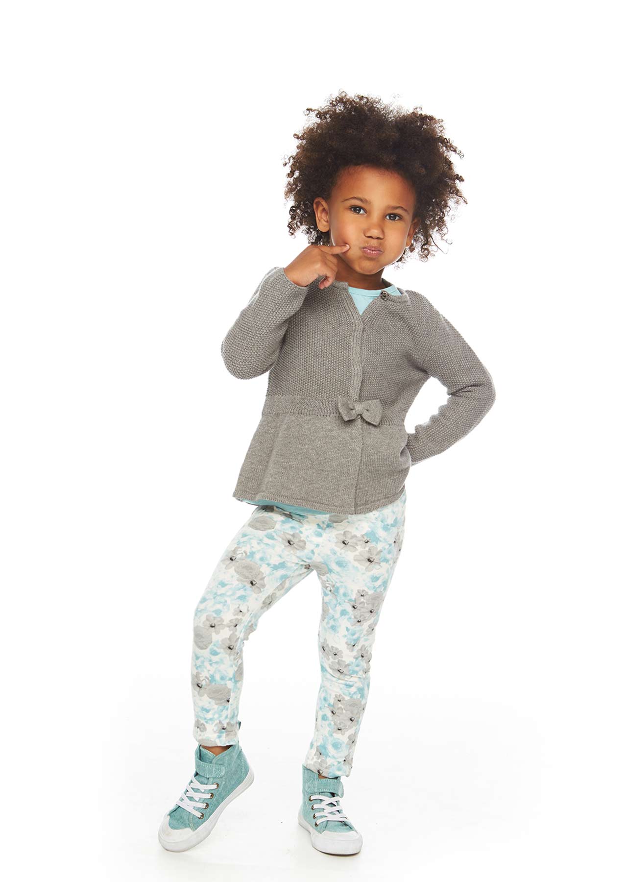 Conjunto Blusa Azul Leggings Flores