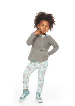 Cargar imagen en el visor de la galería, Conjunto Blusa Azul Leggings Flores
