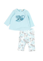 Cargar imagen en el visor de la galería, Conjunto Blusa Azul Leggings Flores
