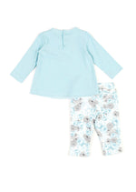 Cargar imagen en el visor de la galería, Conjunto Blusa Azul Leggings Flores
