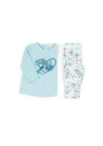 Cargar imagen en el visor de la galería, Conjunto Blusa Azul Leggings Flores
