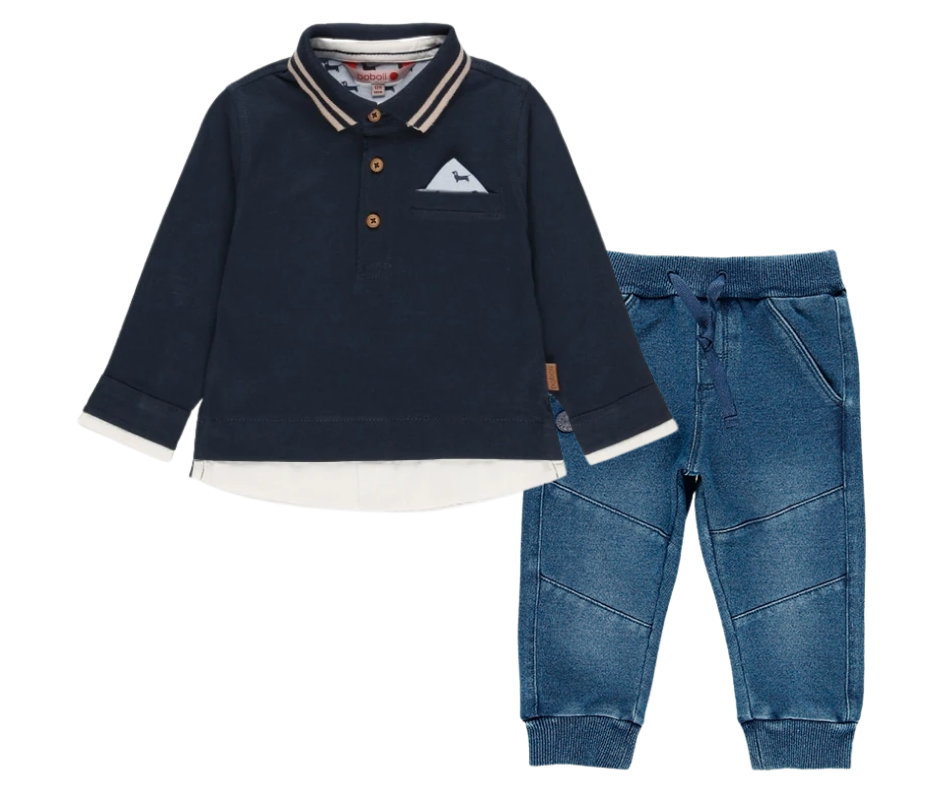 Conjunto Polo Marino y Pantalon Mezclilla