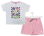 Cargar imagen en el visor de la galería, Conjunto Camiseta Flor Short Rosa
