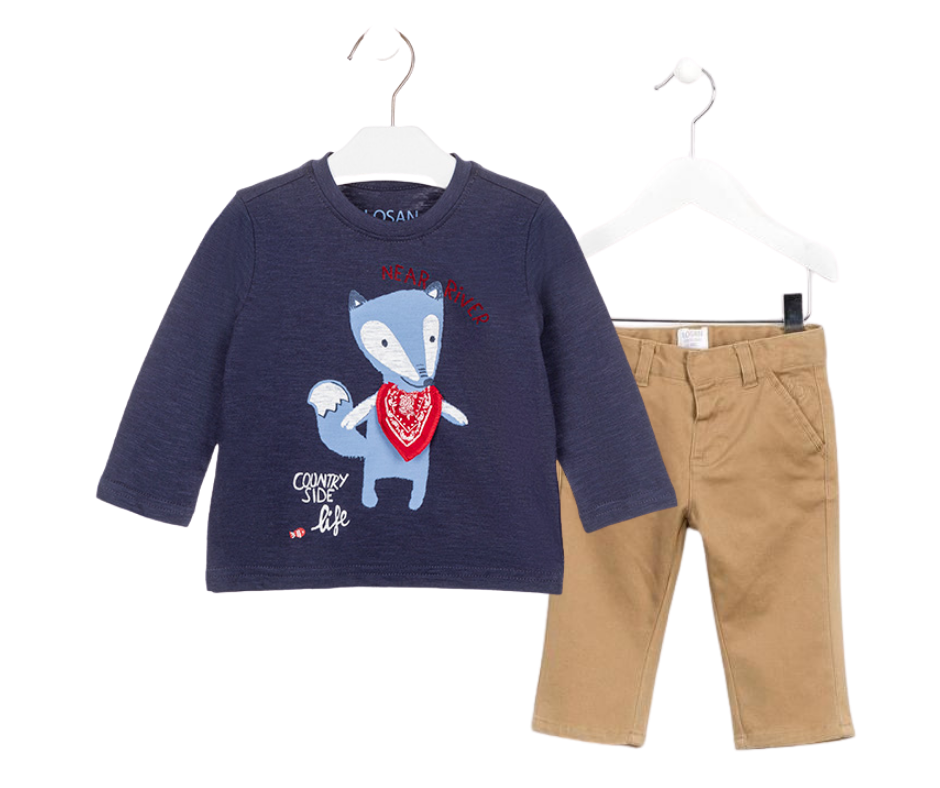 Conjunto Camiseta Zorrito Pantalón Tostado