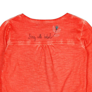 Conjunto Blusa Naranja Pajarito Falda Estampada