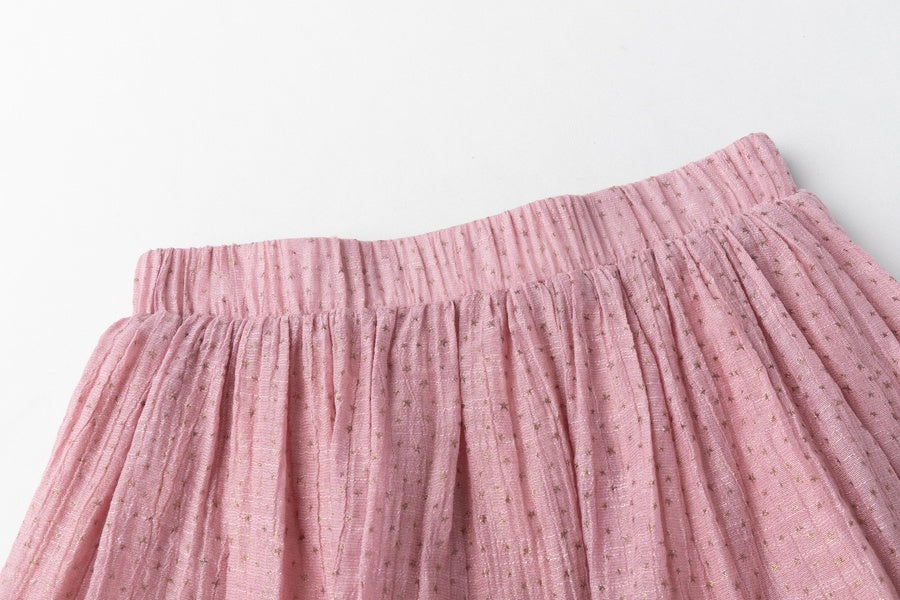 Conjunto Blusa Rosa Camiseta Gris Falda Rosa