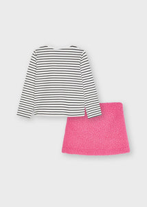 Conjunto Blusa Rayas Falda Rosa