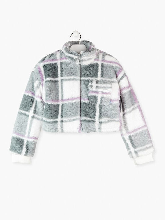 Chamarra Peluche Gris Lila