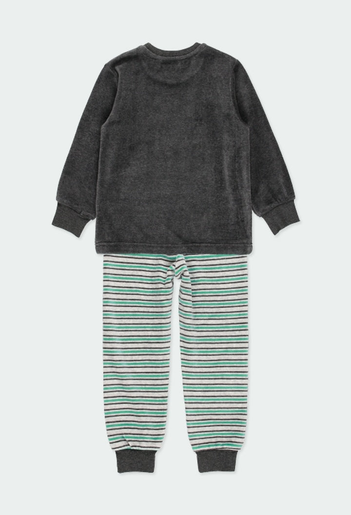 Pijama Terciopelo Gris Robot