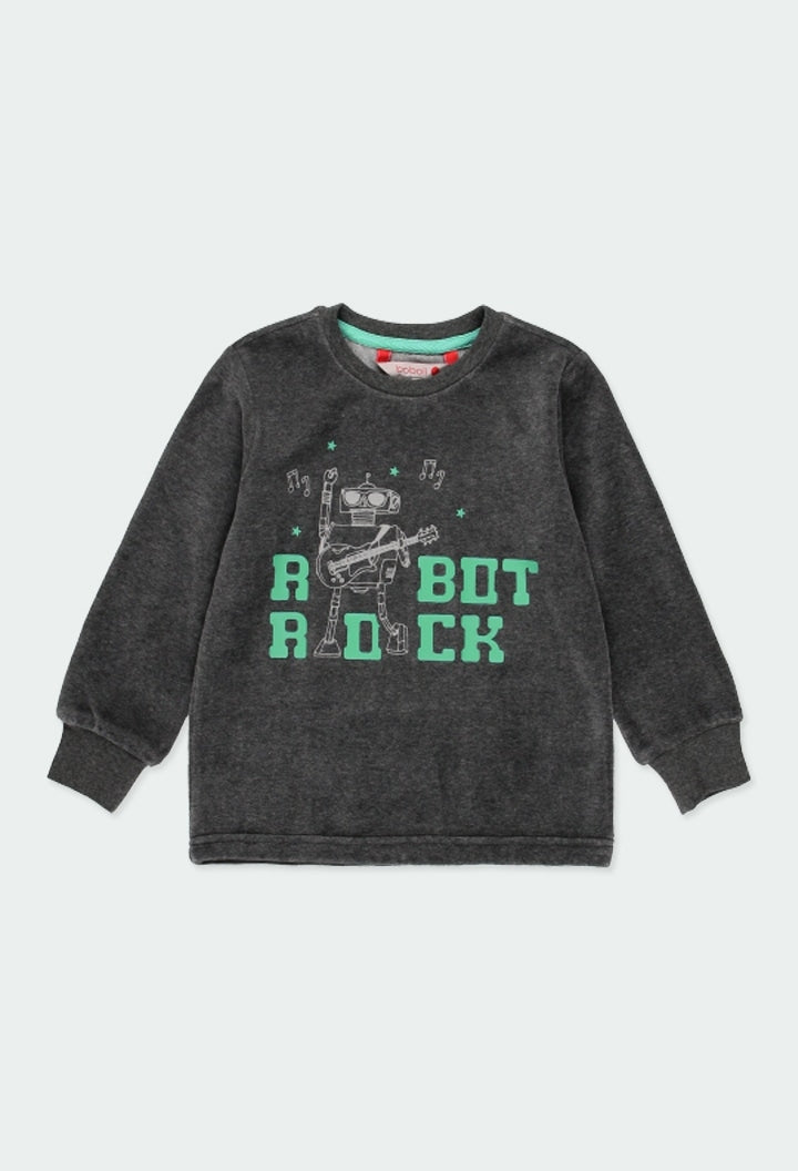 Pijama Terciopelo Gris Robot