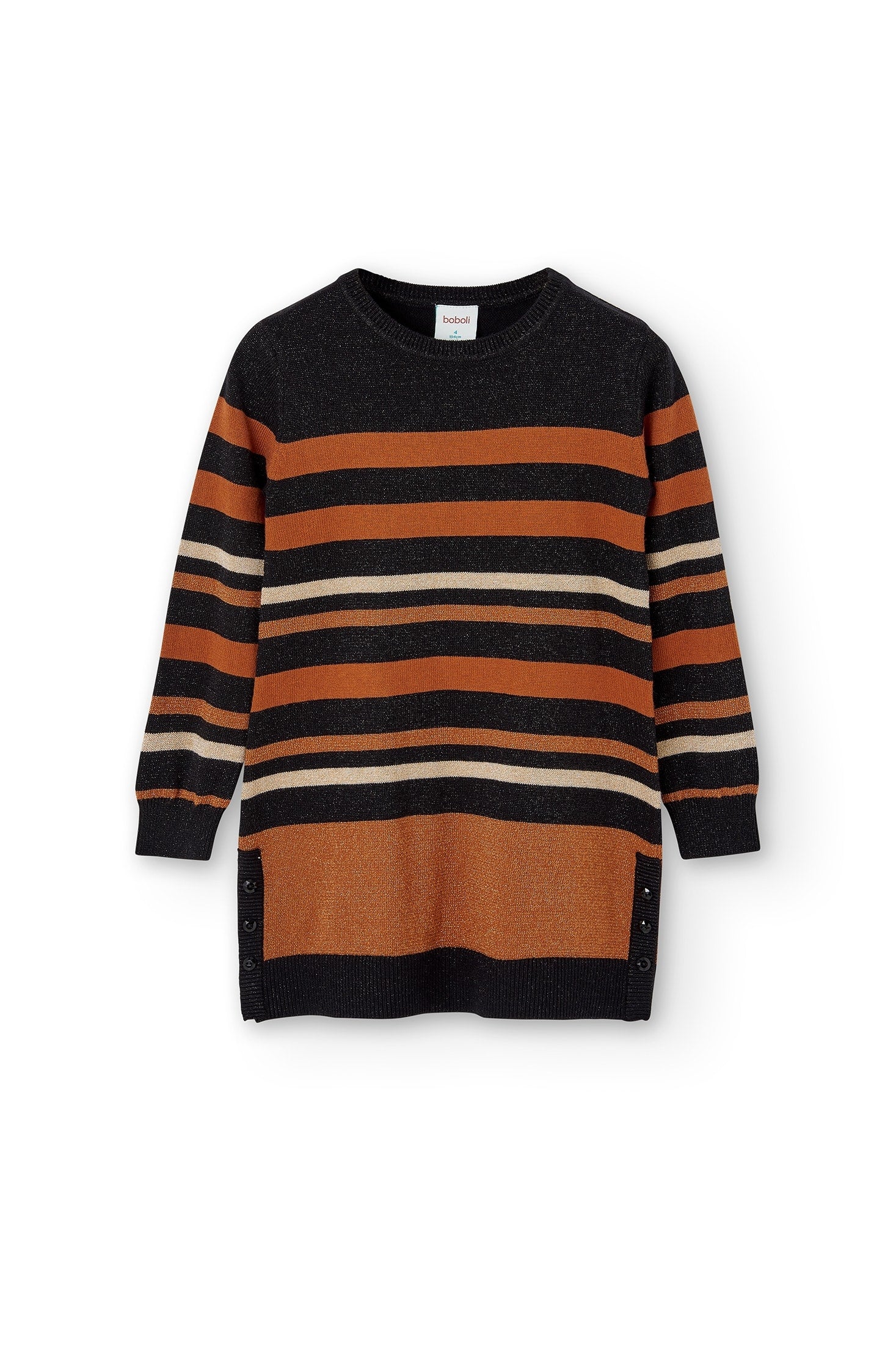 Vestido Rayas Negro Cobre